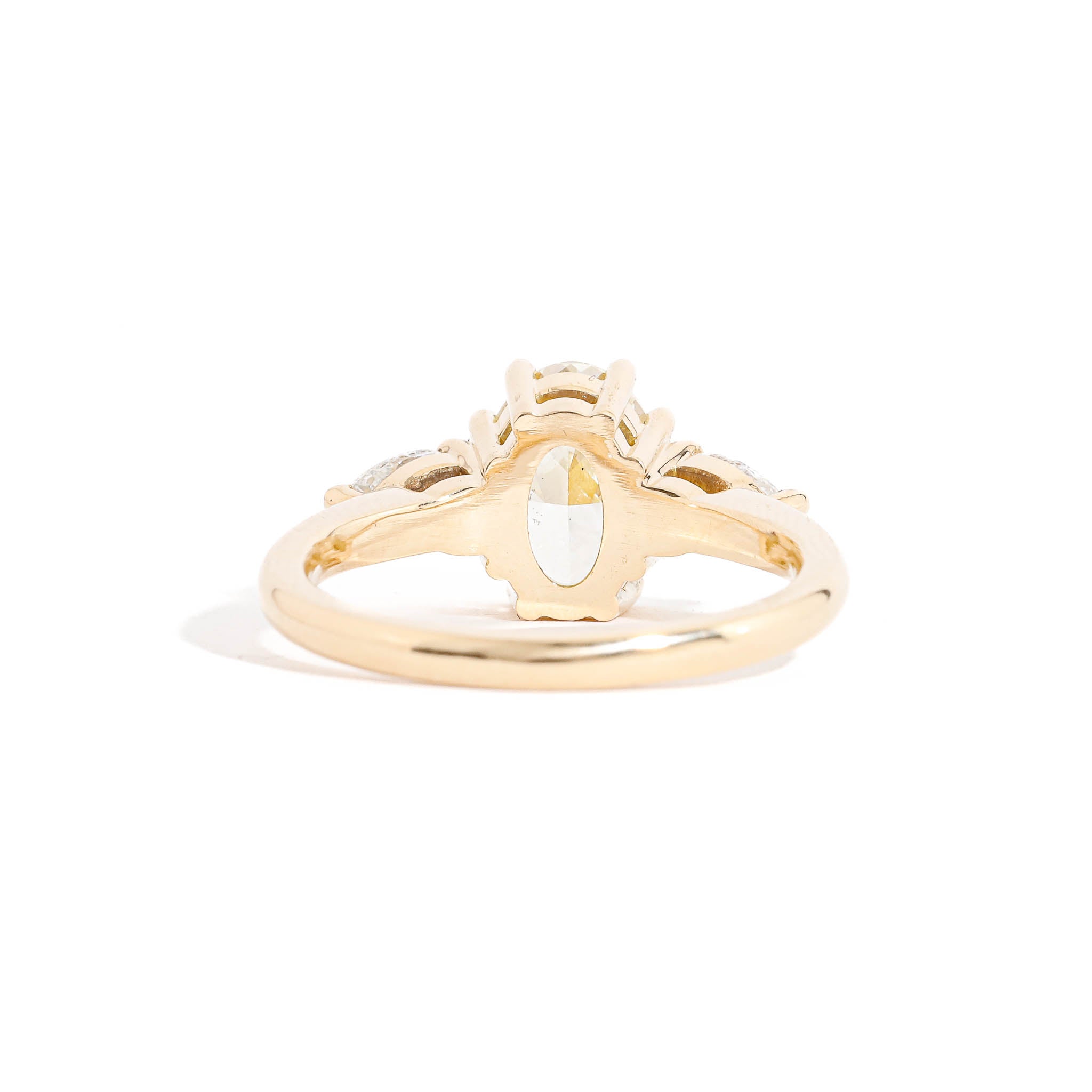 Oval Cut Diamond Ring with Pear Cut Diamond Ring in 18 Carat Yellow Gold