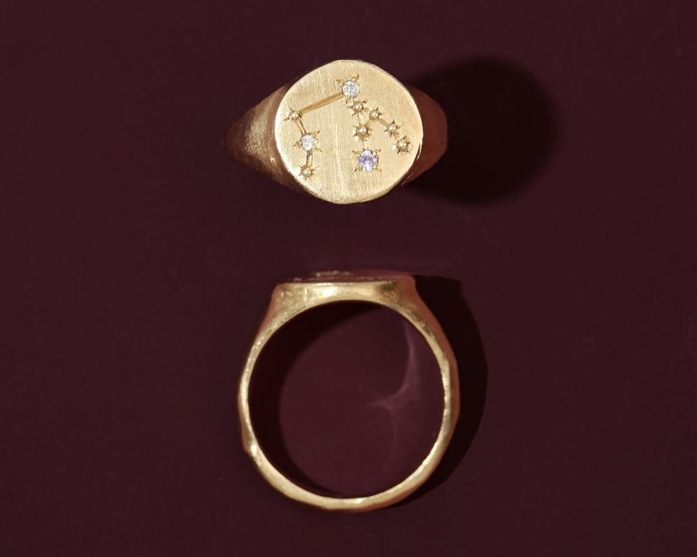 two solid gold signet rings