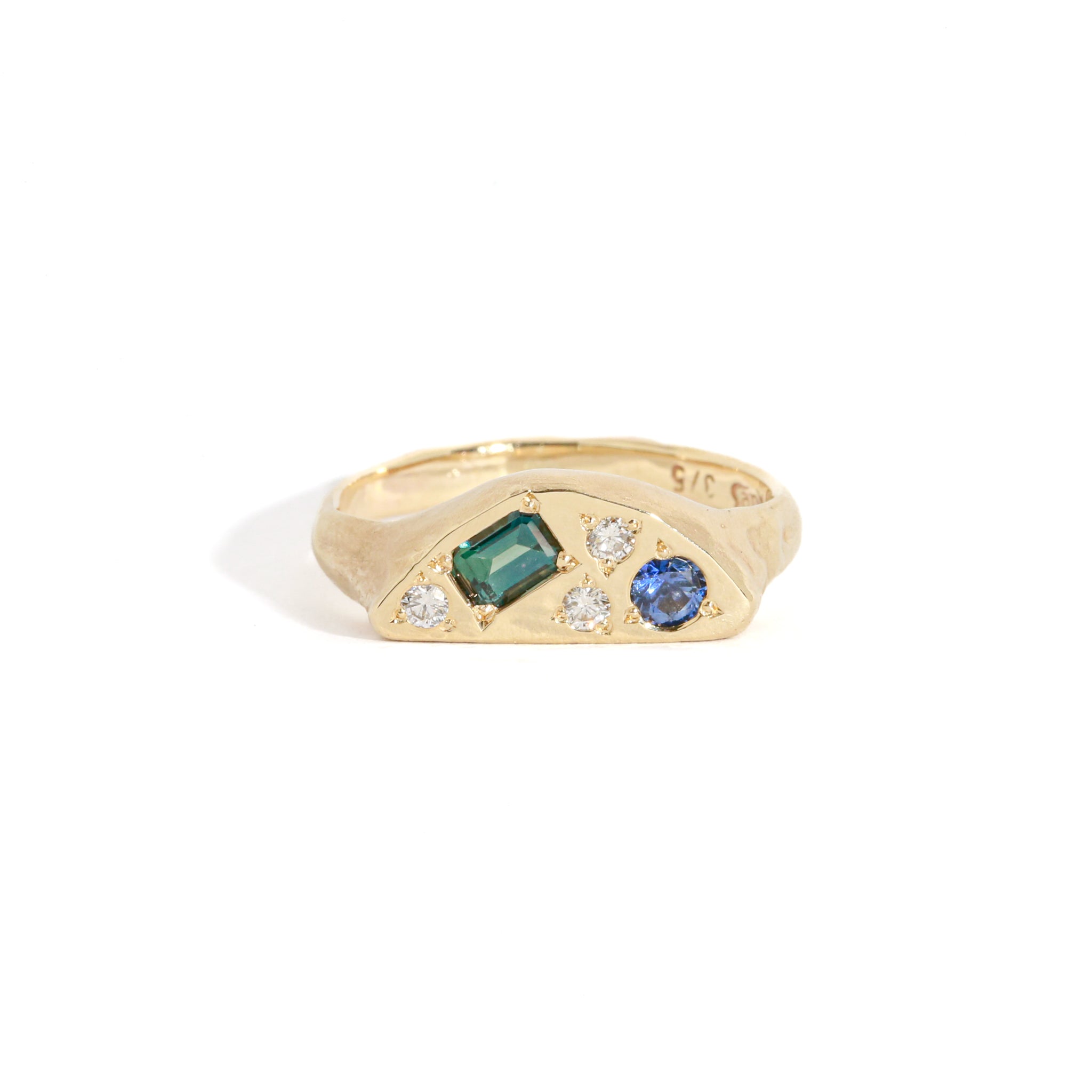 Crescent Blue Sapphire Signet