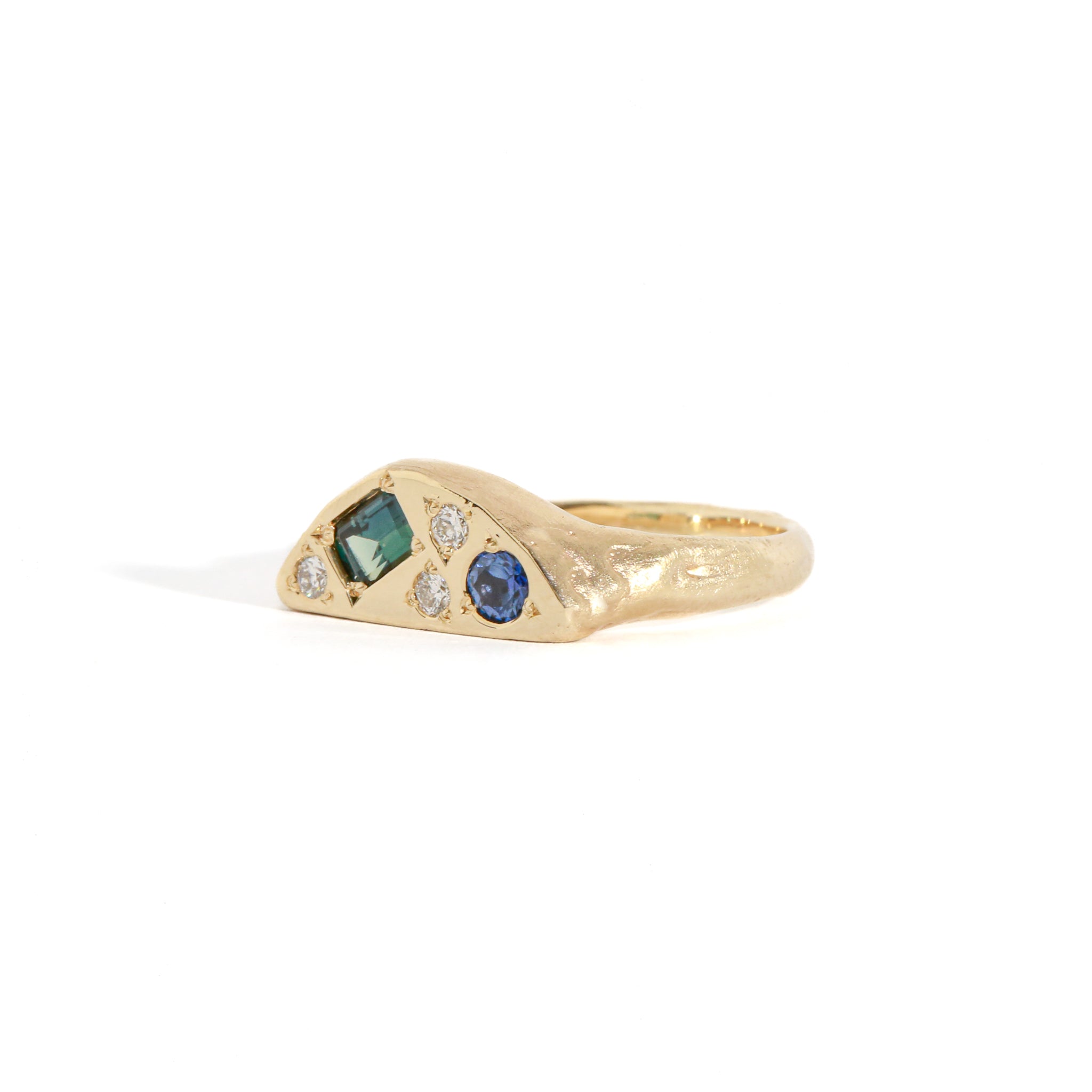 Crescent Blue Sapphire Signet