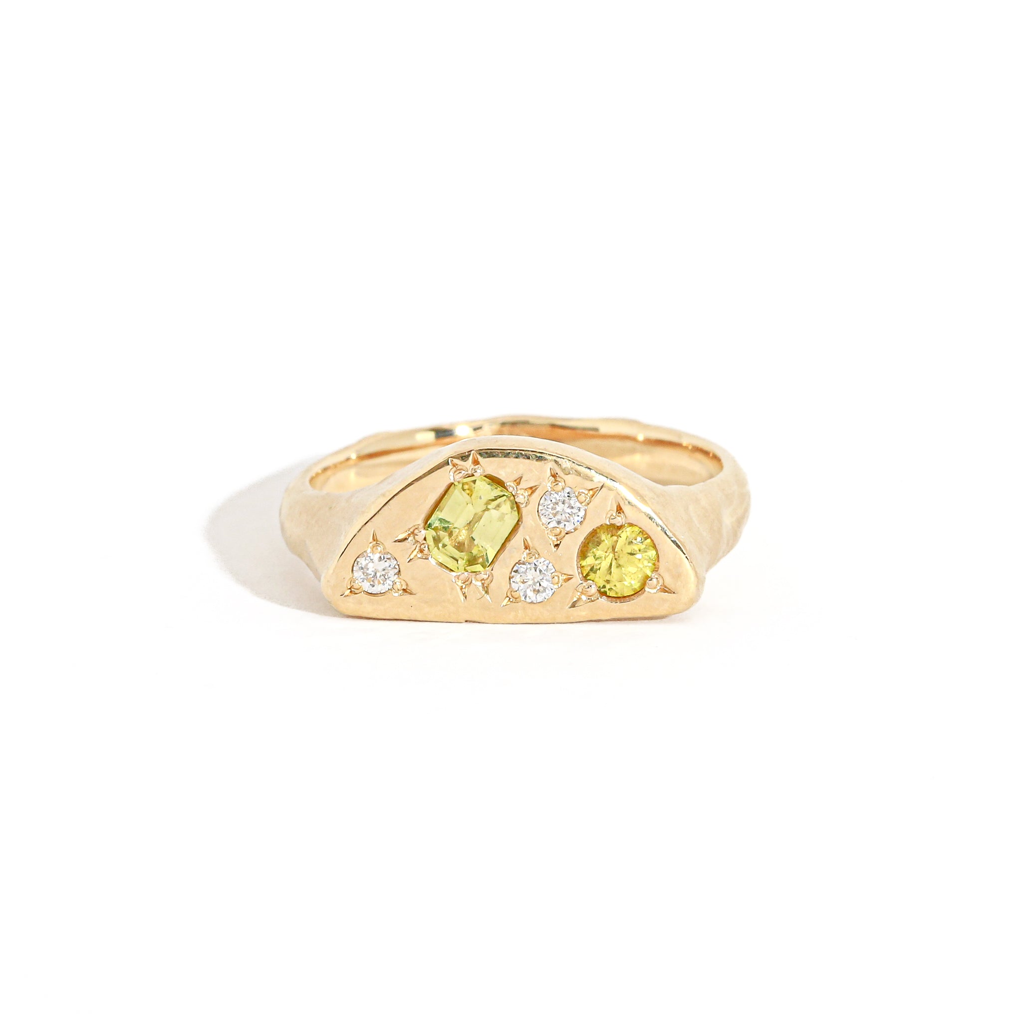 Crescent Yellow Sapphire Signet