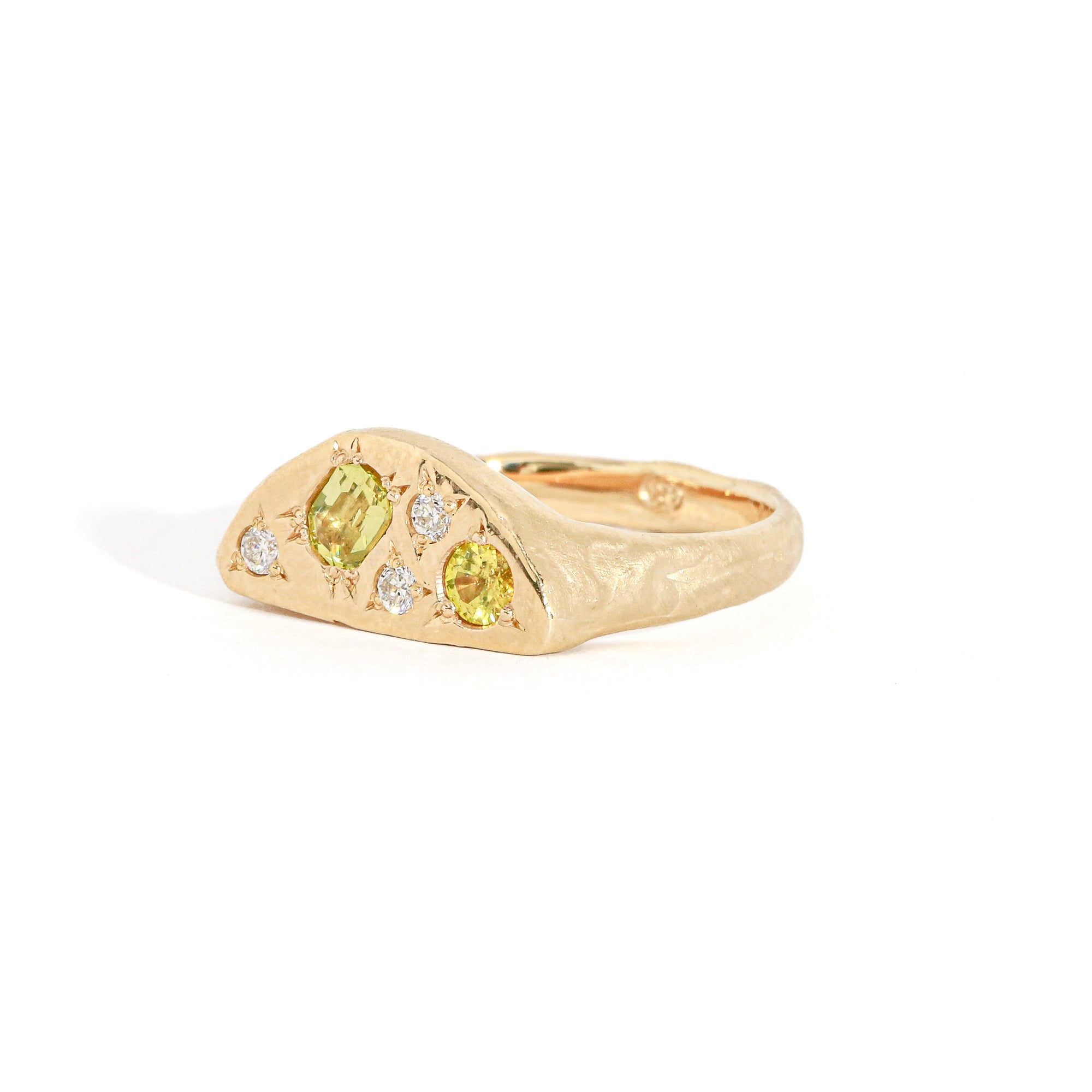 Crescent Yellow Sapphire Signet