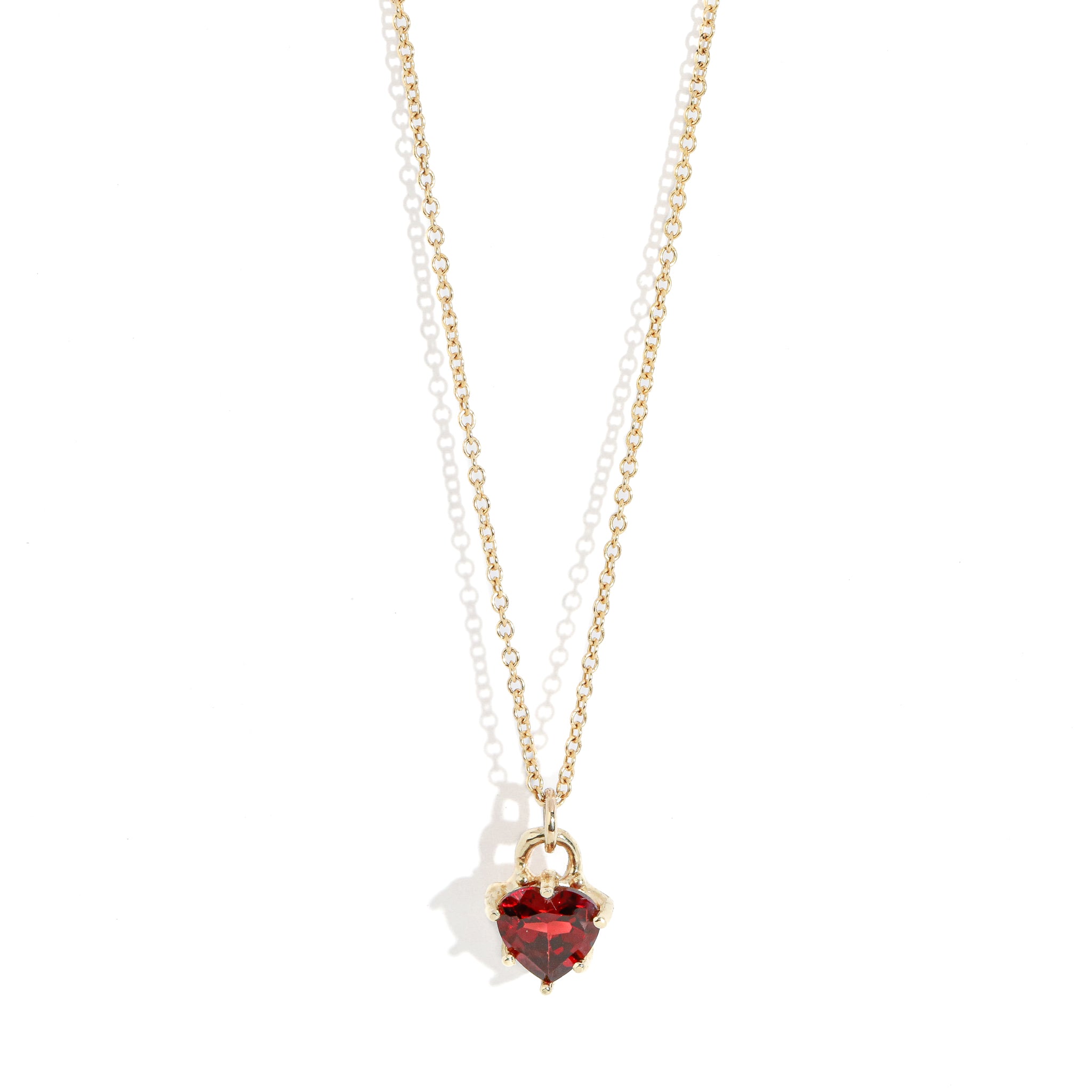 Mini Hold My Heart Pendant - Garnet