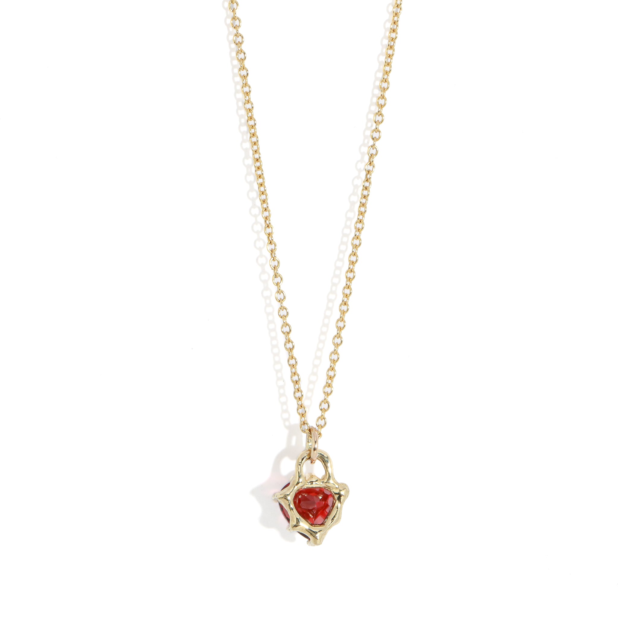 Mini Hold My Heart Pendant - Garnet