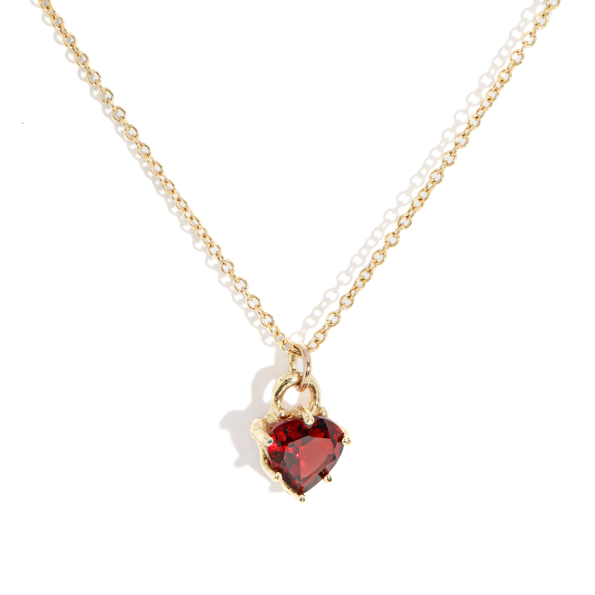 Mini Hold My Heart Pendant - Garnet