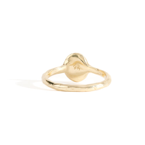 9ct yellow gold signet ring with star set diamond in centre. Bespoke and handmade in Melbourne by Black Finch Jewellery