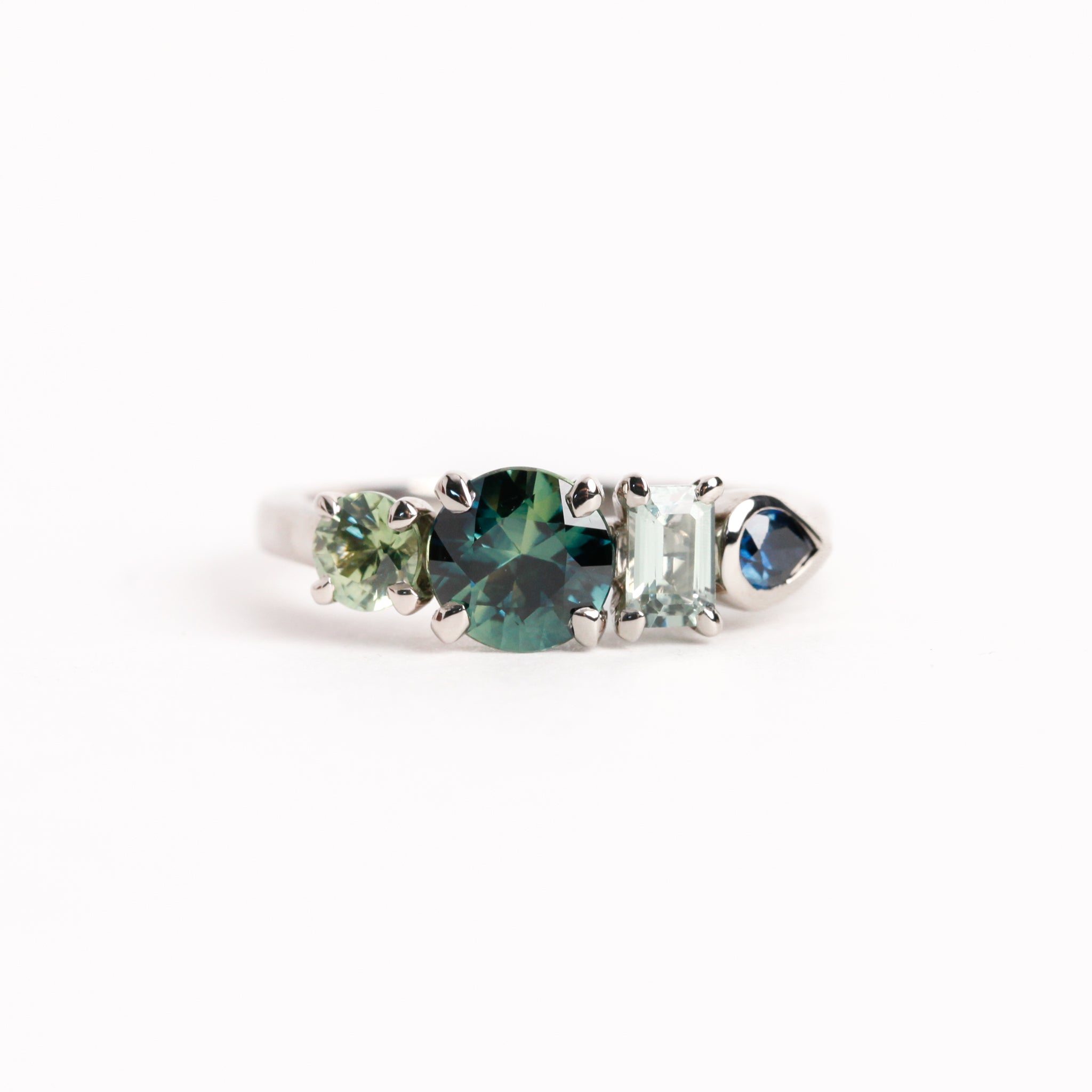 Green sapphire clearance ring white gold