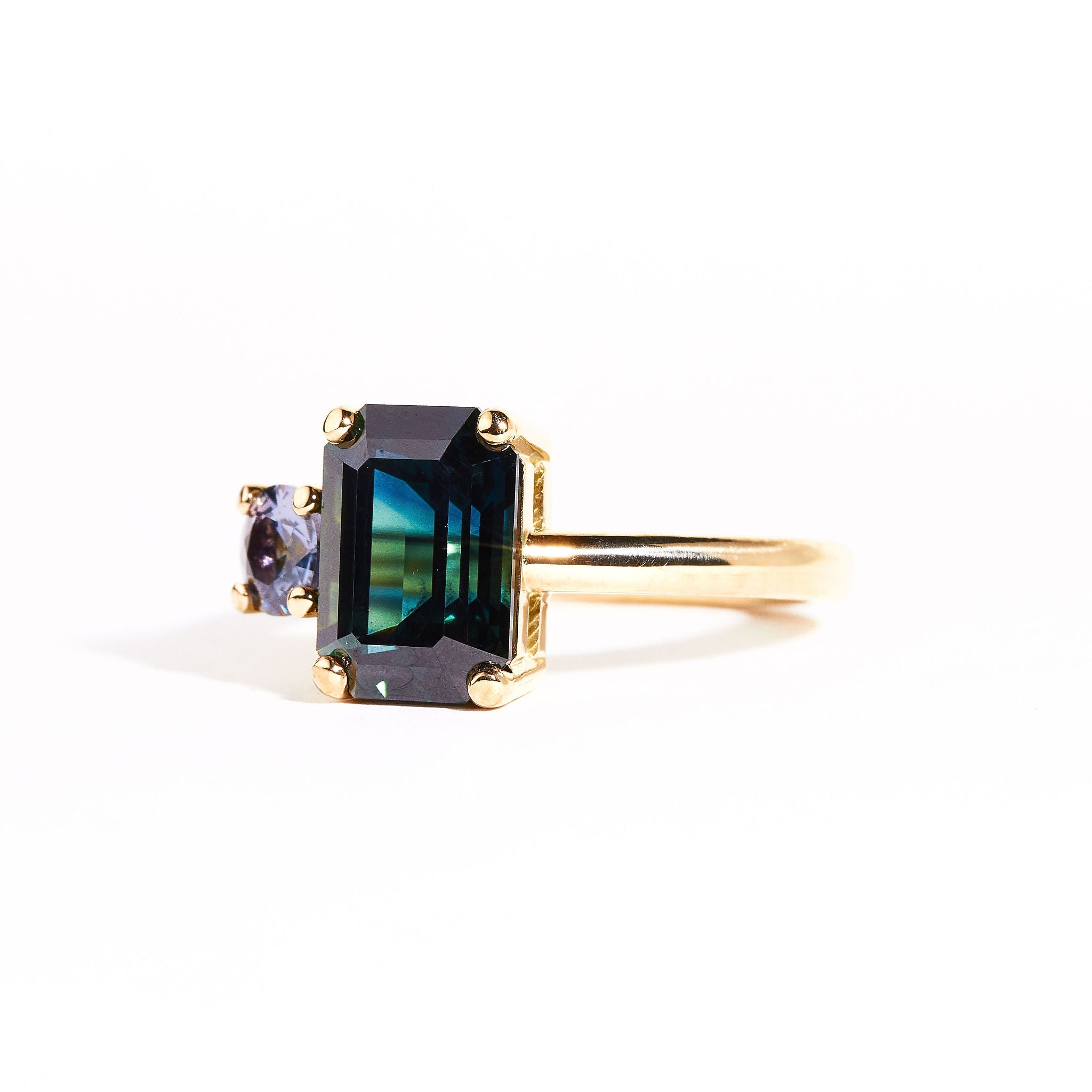 Bespoke | Toi et Moi Ring | Twilight Forever Sapphire Ring | Two Stone Sapphire Ring | Emerald Cut Sapphire Ring in 18ct Yellow Gold | 