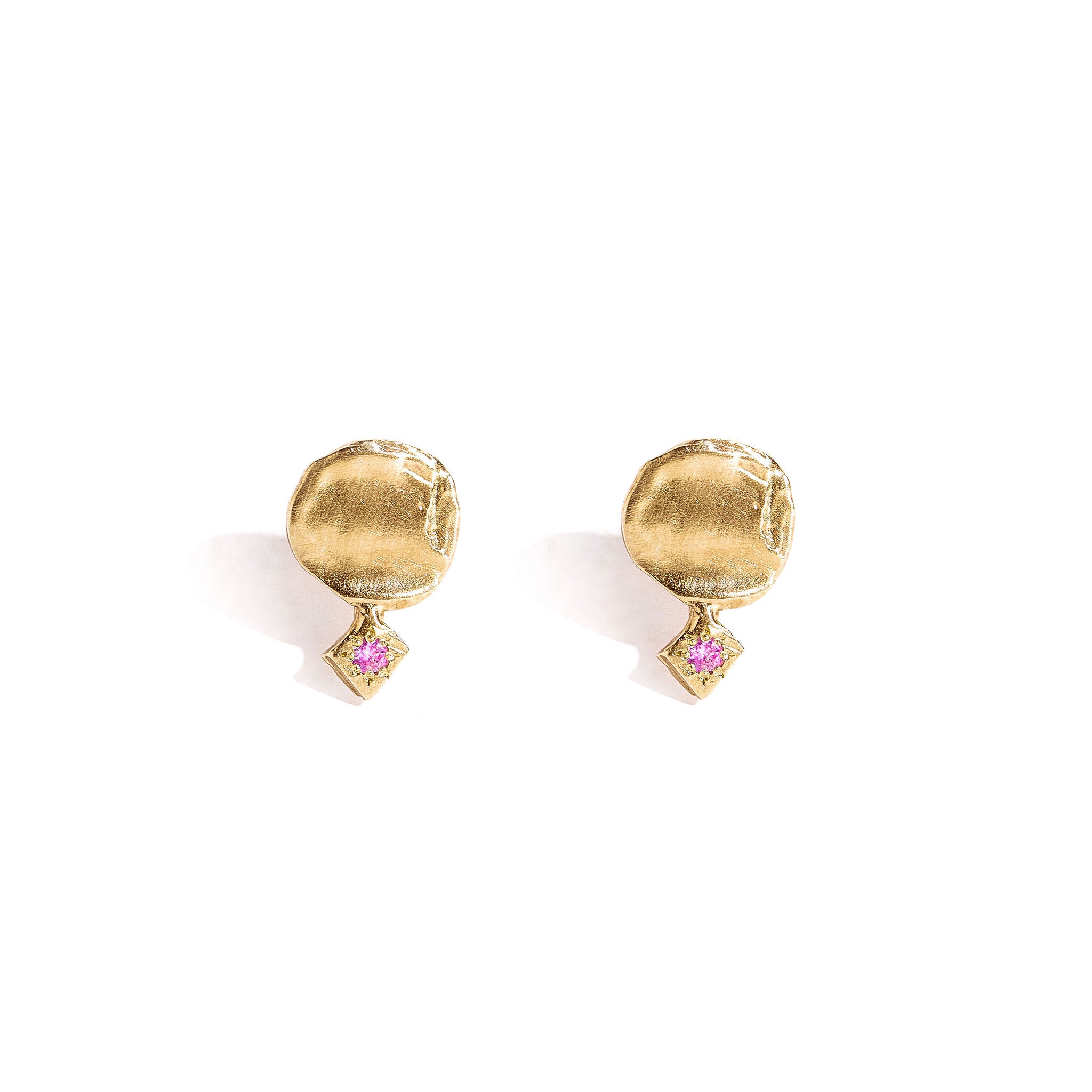 9ct Yellow Gold Earrings with Pink Sapphire