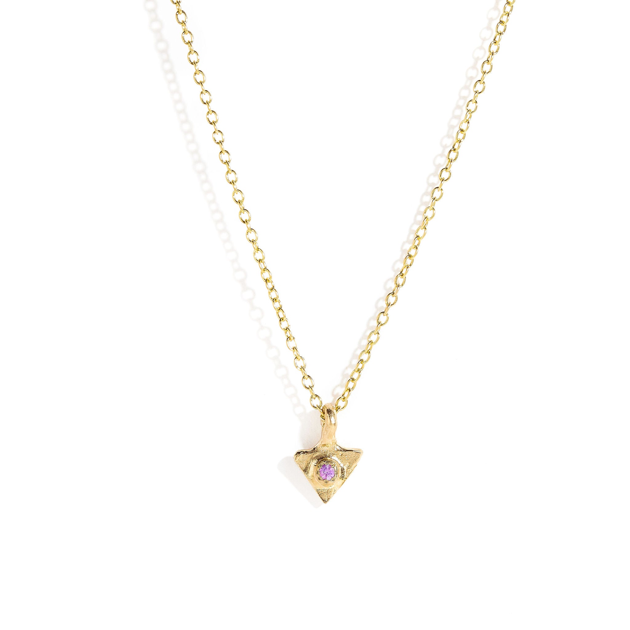 Pink Sapphire and Yellow Gold Pendant