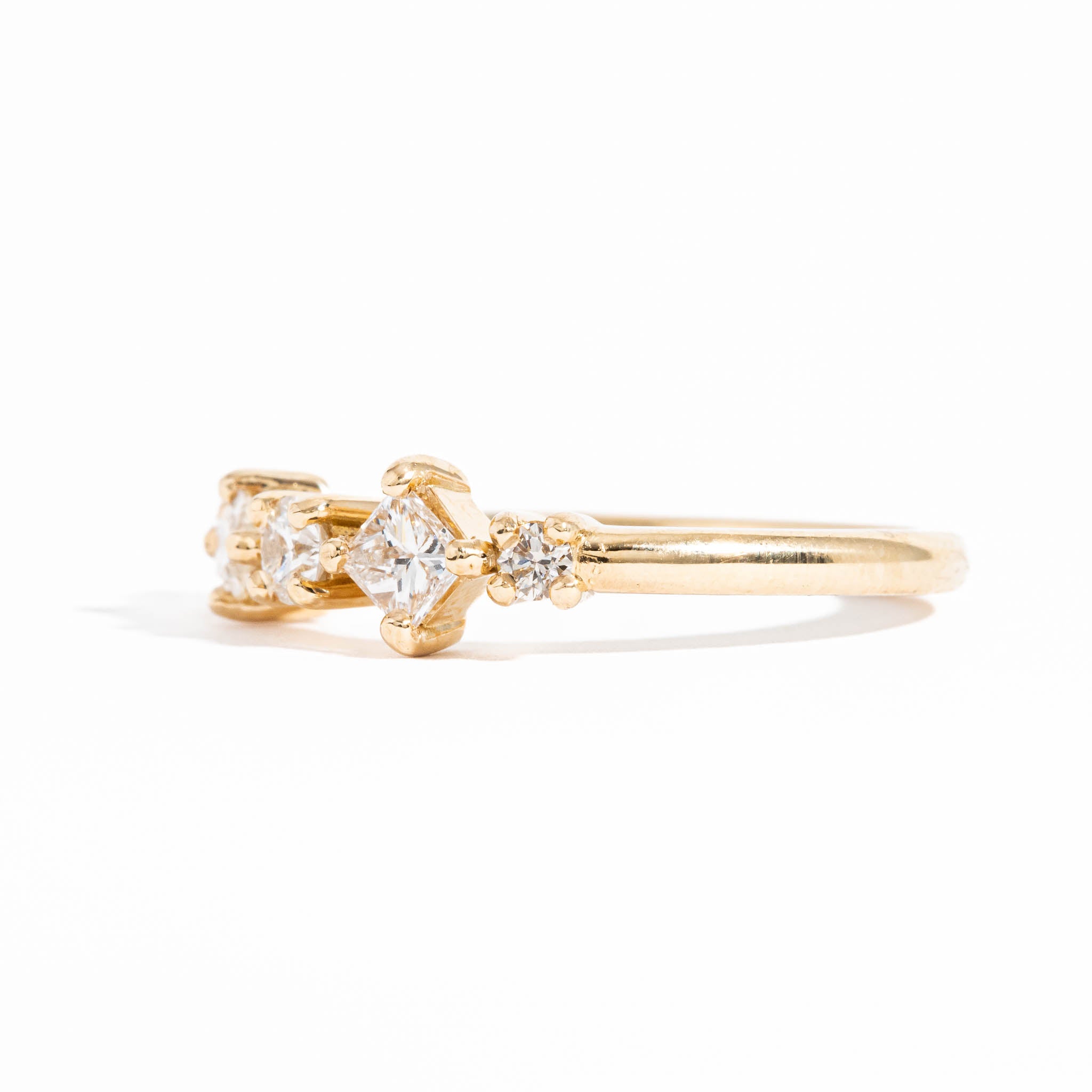 Five Stone White Diamond Engagement Ring in 18 Carat Yellow Gold